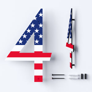 Metal House Numbers with American Flag | US Flag House Numbers