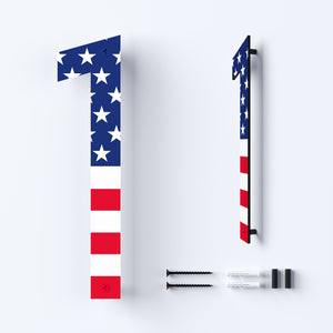 Metal House Numbers with American Flag | US Flag House Numbers