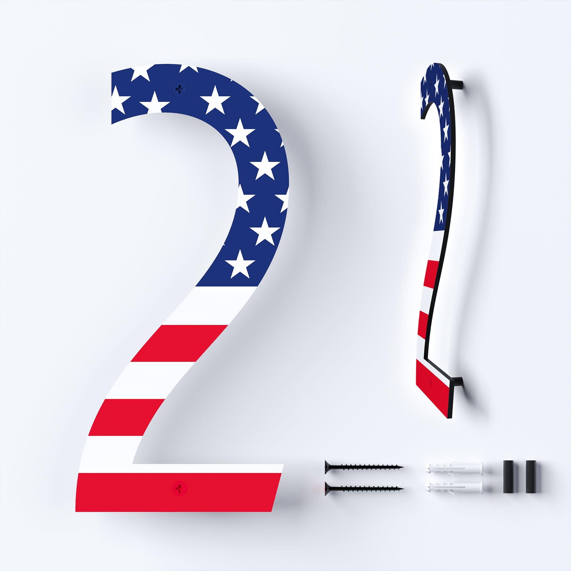 Metal House Numbers with American Flag | US Flag House Numbers