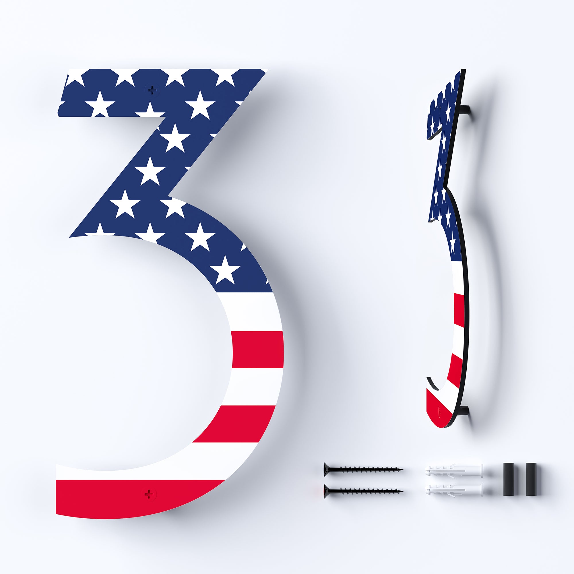 Metal House Numbers with American Flag | US Flag House Numbers