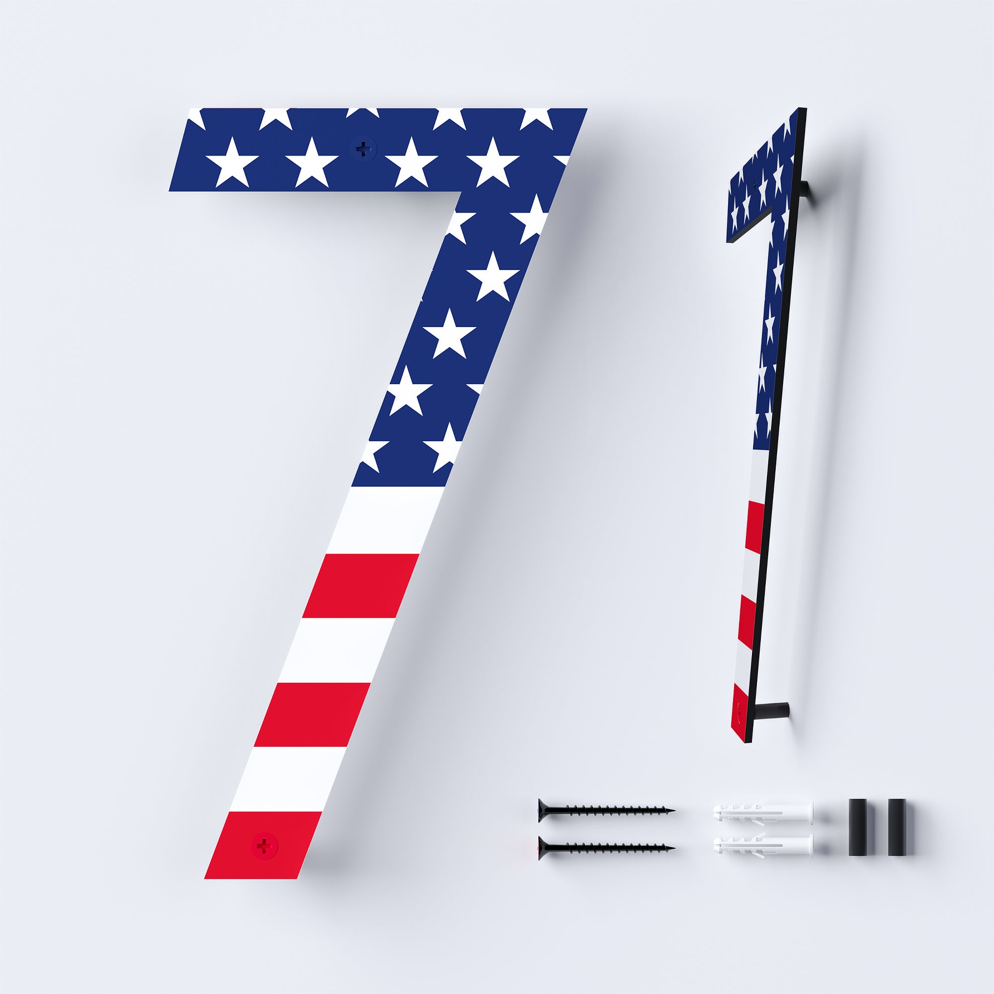 Metal House Numbers with American Flag | US Flag House Numbers