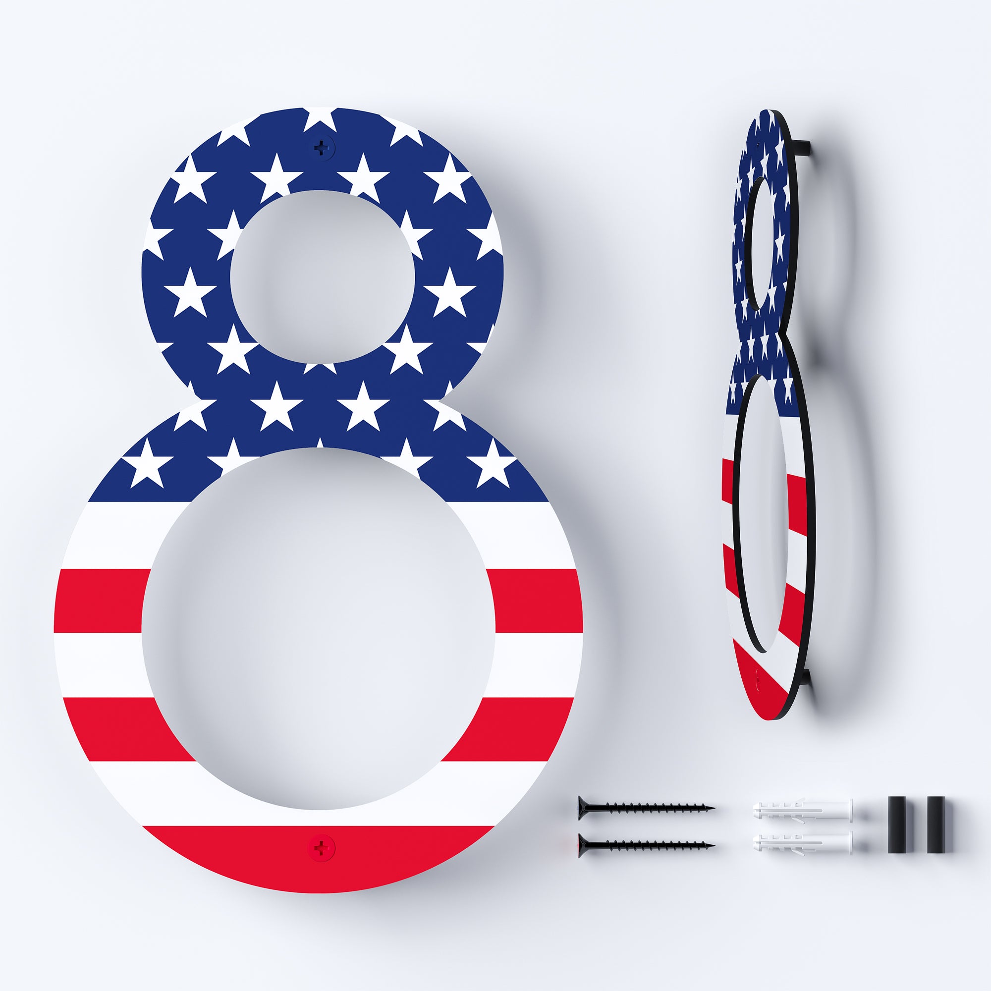 Metal House Numbers with American Flag | US Flag House Numbers