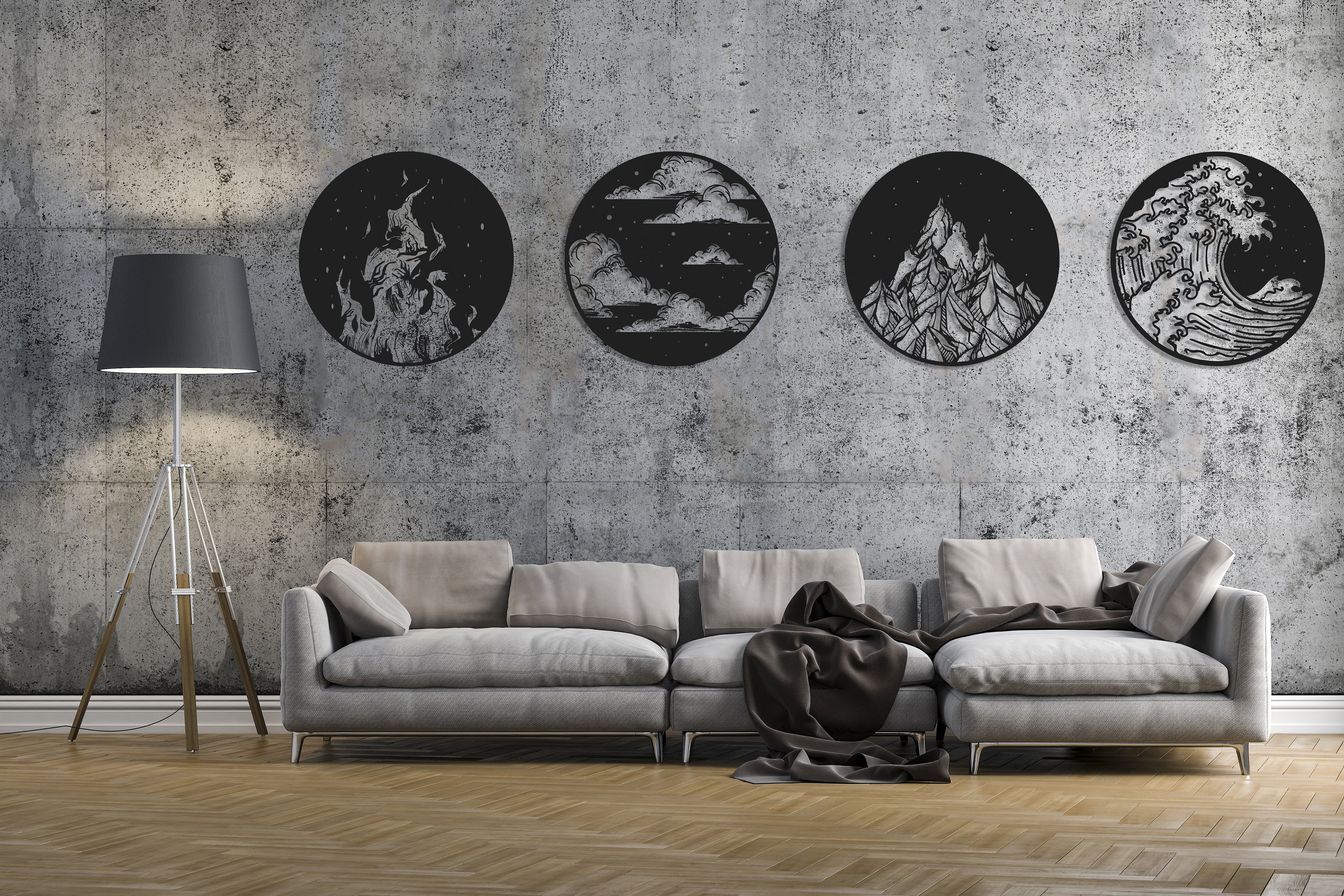 Wall Decor Four Metal Elements