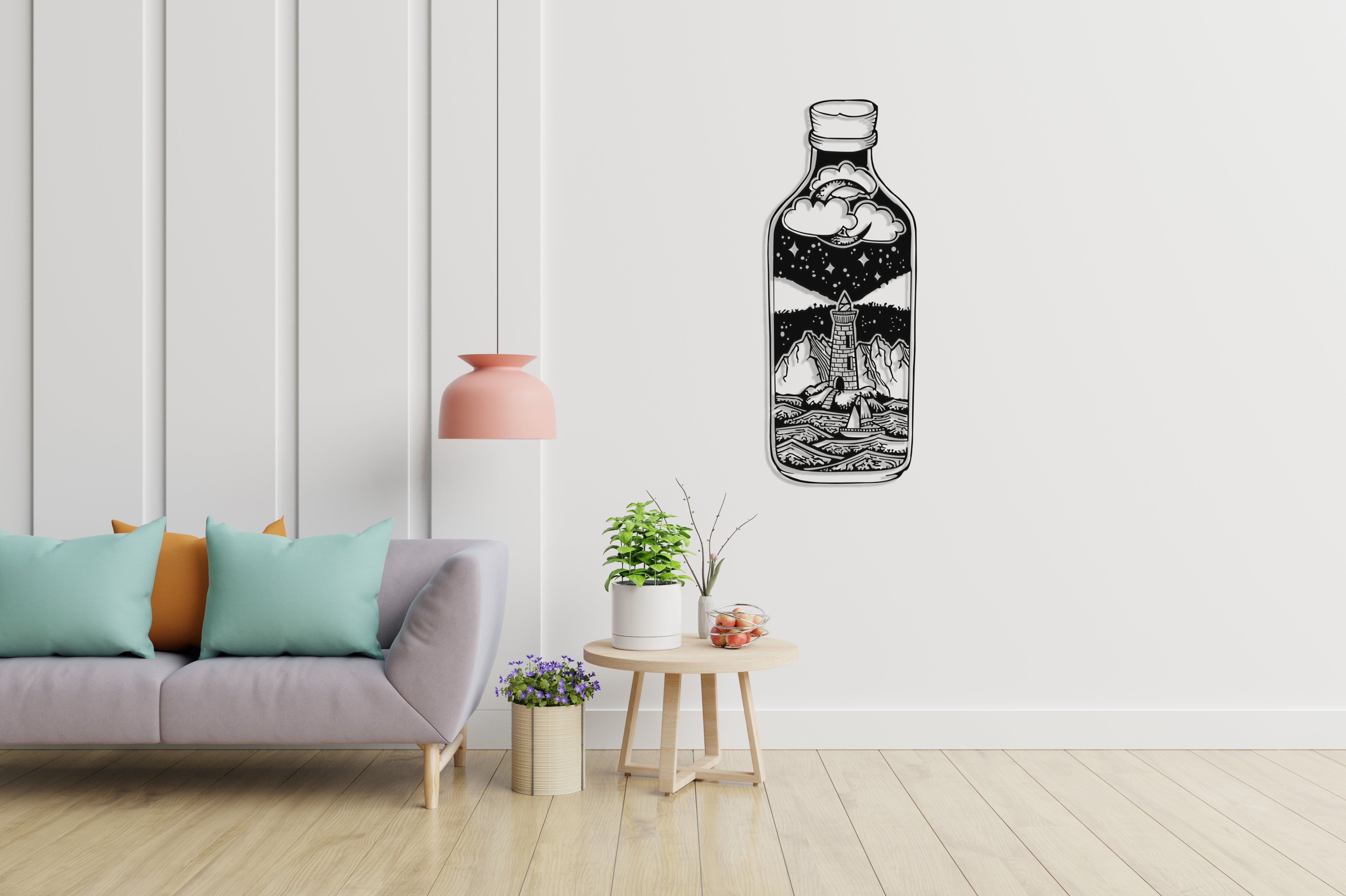 Lighthouse in a Bottle Metal Wall Decor - REINCARVATION