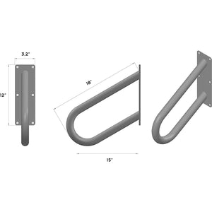 REINCARVATION Metal Handrail for Stairs | 1-3 Steps Rail for Garage Stairs | 18'' Wall Mount Metal Handrail for Indoor or Outdoor Stairs | Safety Railing