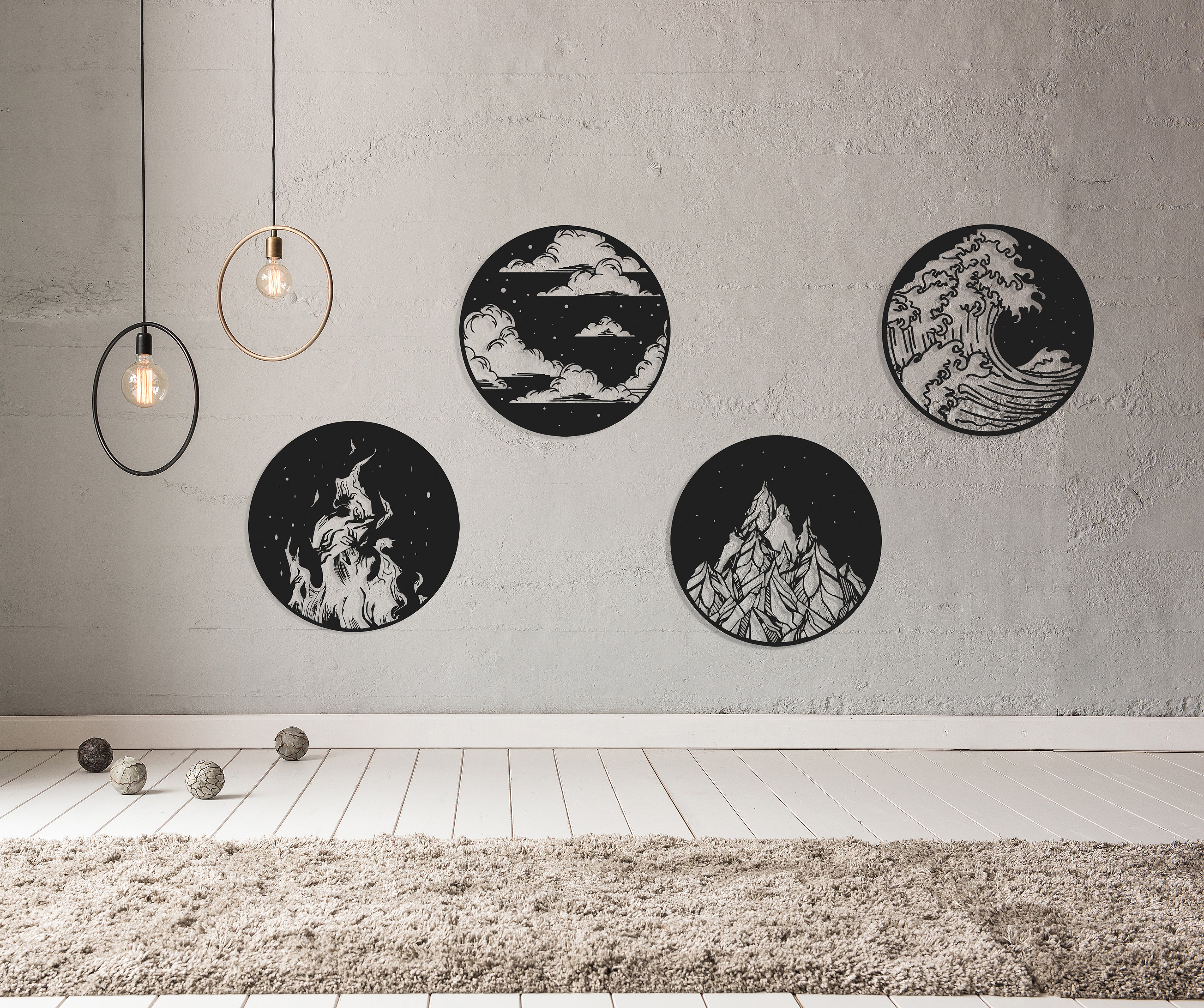 Metal Four Elements Decor Wall